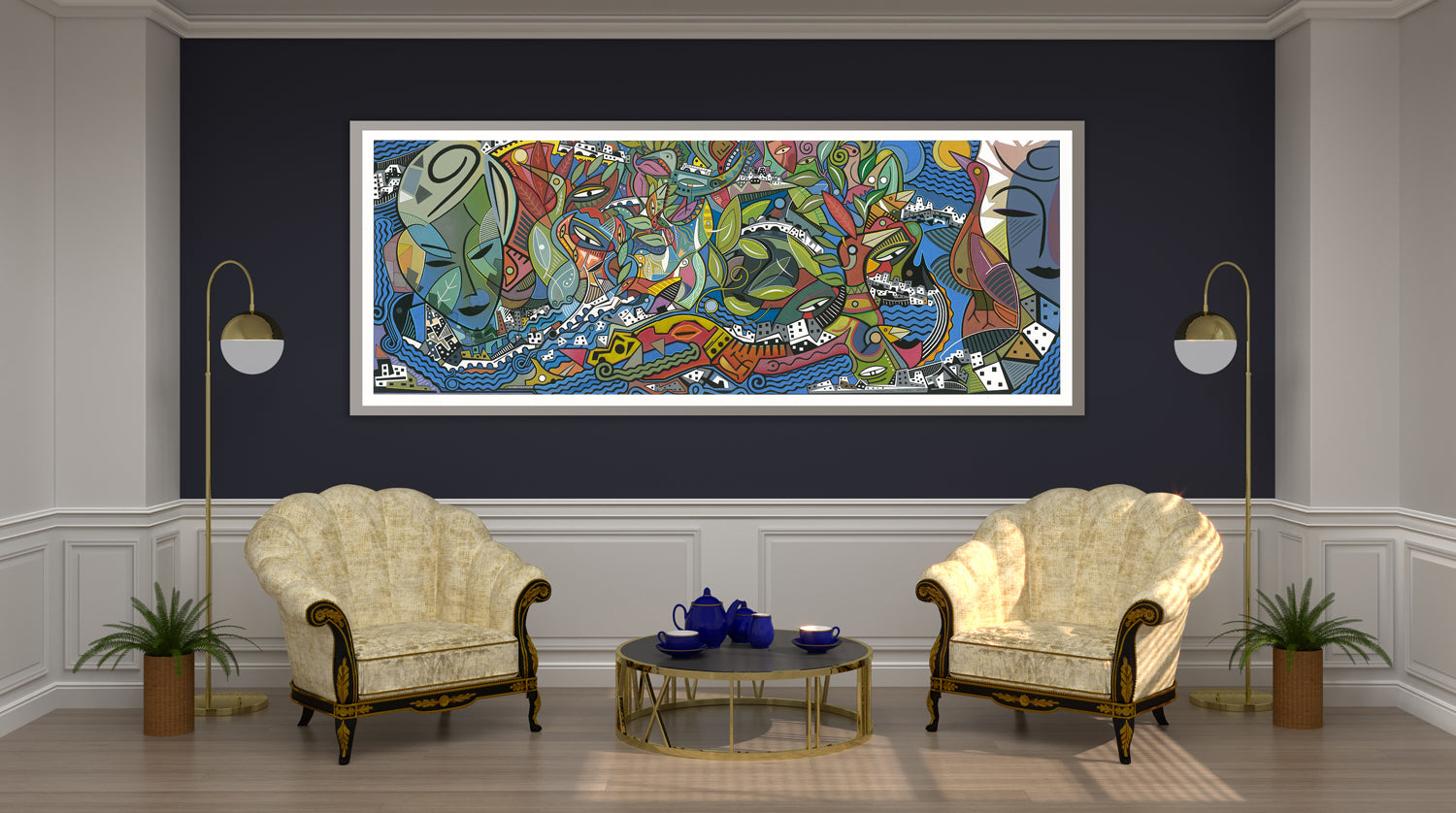 Realm of Birds, acrylic paint on paper